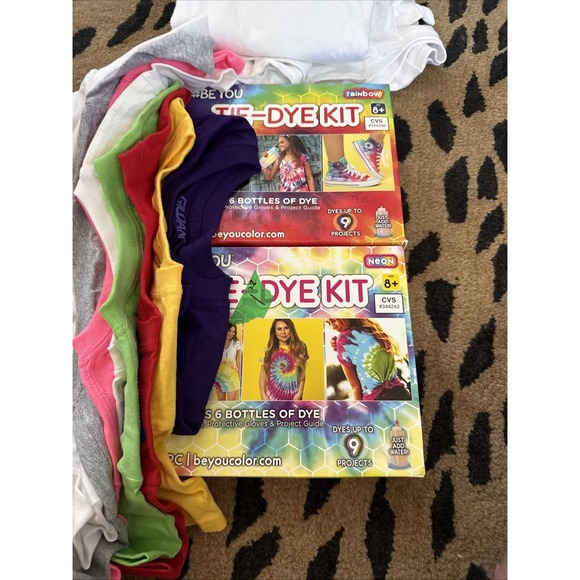 Tie-Dye Kit's Lot of 2-New 8 XS Gilda Colored Shirts Kids And 2 3XL Adult 4317 - Picture 1 of 5